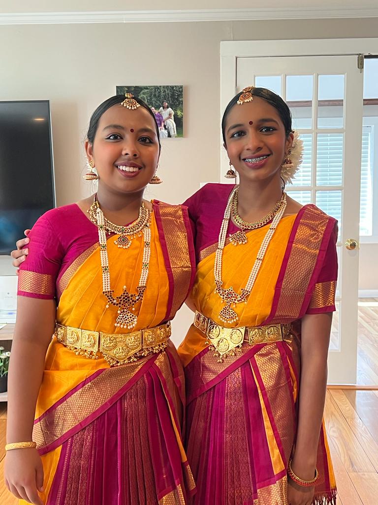 Shreya and Shriya together in yellow costume